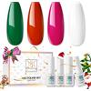 RSTYLE Smalto Semipermanente Unghie, 4 Colori Rosso Verde Bianco Rosa Smalti Semipermanenti Per Unghie Smalti Gel per Unghie Nail Polish UV LED Gel Unghie Manicure Regalo Set 5ml