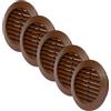 Vent Systems Confezione da 5 griglie marroni da 70 mm per porta d'aria/condotto d'aria - Mini Circle - Griglia di ventilazione - griglie di ventilazione per interni, bagno, armadio, garage attraverso