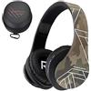 PowerLocus Cuffie Bluetooth Over Ear, Cuffie Wireless Bluetooth 5.3, Hi-Fi Stereo Suono, Senza Fili con Microfono, Pieghevoli, Micro SD/TF, FM Radio per Viaggio/Telefono/PC/Ufficio (Camuffare)