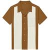 Anchor MSJ Camicie da uomo in cotone stile vintage anni '50, stile Rockabilly, stile hip pop, bowling, casual, Giallo, 3XL
