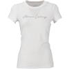 Armani Exchange Rhinestone Script Logo Cotton Crewneck T-Shirt, Bianco Ottico, L Donna