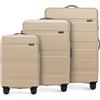 WITTCHEN COMODO Line Set di valigie Valigia da viaggio Bagaglio rigido in ABS Lucchetto TSA Taglia (S+M+L) Beige