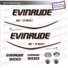 Adesivi motore marino fuoribordo Evinrude e-tec 200 cv baffo bicolore barca