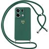 Oelrstfe Cover per Xiaomi Redmi Note 13 Pro 5G (Non per 4G)/Poco X6 5G con Cordino,Custodia Silicone Morbido Sottile con Motivo Cuore e Collana Laccio Tracolla,Antiurto Antigraffio Case,Verde