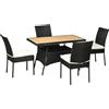 Outsunny Set da Giardino in Acciaio e Rattan PE con Tavolo e 4 Sedie Nero