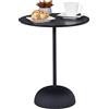 Relaxdays Tavolino da Salotto Rotondo in Metallo e MDF, H x D: 48,5 x 40 cm, Tavolo da Divano dal Design Moderno, Nero, Fibra di Legno