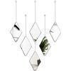 Namalu Set di 6 Decorazioni da Parete a Specchio con 2 Cacciaviti Specchi da Muro a Forma di Diamante con Catena Specchi Decorativi con Cornice in Argento da Appendere per Casa, 10,8 x 6,7 Pollici
