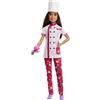 Barbie Carriere - Barbie Pasticcera, bambola con accessori cappello da pasticcera, cupcake e piattino, giocattolo per bambini, 3+ anni, HKT67