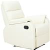 HOMCOM Poltrona Relax per Interni, Reclinabile Manualmente con Cuscino Imbottito, in Similpelle e Acciaio, 75x82x99 cm, Crema|Aosom