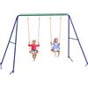 Outsunny Altalena per Bambini 3-8 Anni con 2 Seggiolini e 4 Picchetti, in Metallo e PP, 269x160x180 cm|Aosom