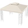 HOMASIS Telo Gazebo 3x3m, Copertura Gazebo Impermeabile in Poliestere, Tetto Doppio di Ricambio per Gazebo con Fori di Drenaggio e Chiusure, per Feste, Matrimoni (Beige)