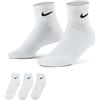 Nike Calze Quarter Tris Pack Bianco S