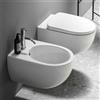 COPPIA SANITARI VASO BIDET E COPRIVASO RALLENTATO GEBERIT SELNOVA PREMIUM SOSPESI RIMFREE