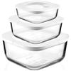 Guzzini - Kitchen Active Design, STORE&MORE GLASS Set 3 Contenitori Ermetici in Vetro per Frigo/Freezer/Microonde - Trasparente, 19,5x19,5xh9,3 cm | 410/965/1900 cc - 11330311