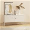 [en.casa] Armadietto in Acciaio Mobile Basso per Archivio con Scomparti Interni 2 Ante con Chiusura a Chiave Armadietto Multiuso per Ufficio Soggiorno 118 x 40 x 60 cm Bianco