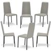 REDÒKASA Set 6 sedie imbottita modello BETTY STYLE per interni, design moderno, gambe quadre in metallo, schienale e seduta rivestiti con tessuto morbido al tatto (Pietra, 6)