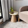 DEGHI Tavolino 40 cm in legno effetto frassino con top in metallo beige - Bradford