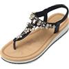 JOMIX Sandali Donna Eleganti Sandali Donna Estive Comodi Sandali Bassi Gioiello con Tacco Largo SD8113-1 (Nero, 39)