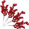 Goldyida 20 Pezzi Artificiale Bacche Di Agrifoglio Agrifoglio Rosso Artificiale Berry Mini Fiore di Bacche di Natale Bacche Rosse Artificiali per Albero Di Natale, Ghirlande, Forniture Per Feste Di Natale