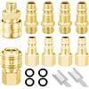 Ylinwtech 10 pezzi 1/4 BSP Connettore Frizione per tubi 'aria Compressore,Con Anello Ermetico+ nastro materia prima,Attacchi Rapidi Aria Compressa 1/4 BSP,per set di Raccordi per tubi Europei(oro)
