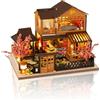 Cuteefun Miniatura Casa delle Bambole Izakaya Giapponese, Artigianato in Legno Puzzle 3D per Adulti e Adolescenti, Regalo di Natale e Compleanno (Cortile dei Ciliegi)