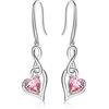 Qings Orecchini Infinito Pietre Portafortuna Donna - Qings Argento Sterling 925 OttobreTormalina Birthstone Infinity Simbolo con Cuore Zirconi Pendente Natale Regalo di Compleanno per Ragazze Mamma