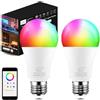 iLC Lampadine Bluetooth, 12W E27 LED Lampadina Smart, Compatibile con Alexa (sono necessari i dispositivi Echo), 6000K luce bianca fredda + Multicolore (2 pezzi)