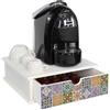 Lupia - Organizer Porta Capsule e Cialde Caffè, Cassetto Contenitore Bianco in Legno, Adatto per la cucina, angolo bar, ufficio, White TILES, Design Elegante, 33x33 cm