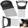 Rierousy 2 pezzi taglierina cipolla aiuto di taglio, cipolla titolare in acciaio inox, coltello onda per le verdure Adatto per il taglio di patate, carote, cipolle, verdure, carne, Etc
