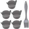 NyxSeat 5 stampi per friggitrice ad aria calda grigia con 1 spazzola per olio grigio, pirottini in silicone per friggitrice, piccoli stampi per budini, stampi in silicone per la preparazione di budini, torte,