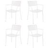 Giordanoshop Set 4 sedie da Giardino con Braccioli 57x45/58x81,5h cm in Metallo Aura Bianco