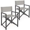 Giordanoshop Set 2 Sedie Regista Mare Pieghevoli 48x56x86 cm in Alluminio Gilda Grigio