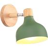 iDEGU Lampada da Parete Retrò LED Applique da Parete Interno Vintage in Legno Metallo Moderne Lampada a Muro Stile Scandinavo Orientabile E27 Illuminazione per Camera da Letto Soggiorno (Verde Oliva)