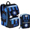 VARZI Seven Zaino Scuola Estensibile F.C. INTER Calcio - FINO ALLA VITTORIA, Nero Blu - Zaino Doppio Scomparto Sdoppiabile Tramite Zip e Con Tasca Porta Borraccia, Zaino Bambino (Zaino + Astuccio)