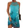 GRMLRPT Abito Donna Estivo Senza Maniche Boho Estate Vestito CortoStile Etnico Elegante Stampato retrò Abiti Collo Halter Tempo Libero Vestito Signore Abiti Spiaggia Donne(Nero-2,M)