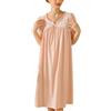 OKSakady Donna Estate Carino Stile Principessa Loose Cotone Pizzo Sleepwear Collo Rotondo Manica Corta Camicia da Notte