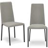 REDÒKASA Set 2 sedie imbottita modello BETTY STYLE per interni, design moderno, gambe quadre in metallo, schienale e seduta rivestiti con tessuto morbido al tatto (Pietra, 2)