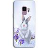 Mixroom - Cover Custodia Case in TPU Silicone Morbida per Samsung Galaxy S9 Plus Fantasia Coniglio E Fiori Viola N987