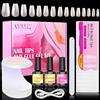 AISEELY Kit Punte Unghie Gel con Colla, 360 Pezzi Punte Unghie Cofanetto, 15ML 4 in 1 Colla, TOP Coat e Disidratatore Unghie, Lampada Unghie Mini Kit Unghie Acriliche