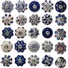 Ajuny, Set di 20 pomelli in ceramica colorati blu per mobili da cucina, bagno, credenze, cassettiere, cassettiere, fatti a mano, in ceramica