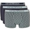 Emporio Armani Stretch Cotton Core Logoband 3-Pack Trunk, Boxer Uomo, Nero (Black-Pr.Black-Black), L