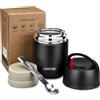 Itslife Thermo per Alimenti 500ml, Contenitore Termico per Alimenti di Acciaio Inossidabile con Cucchiaio Pieghevole, Isotermico Sottovuoto per Cibi Caldi e Freddi (Nero)