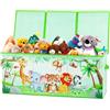 decalsweet Scatola di Giocattoli Extra Large con Coperchio Ribalta per Bambini, Contenitore Porta Giochi Pieghevole Oxford, Baule Portagiochi Impermeabile Robusto per Ragazze Ragazzi, 96×32×40cm (Festa Animali)