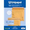 Unipapel | Buste imbottite Kraft con carta a bolle interne | N. 14 misure 180 x 265 mm | Chiusura autoadesiva | Confezione da 10 pezzi | Perfetto per spedizioni sicure e protette | Certificato FSC