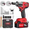 Huini 21V Avvitatore a Impulsi Brushless,Chiave Elettrica 3 in 1,3400 RPM, coppia massima di 550 N.M ,con 4 bussole, 12 punte per cacciavite, batterie da 3Ah, per il settore automobilistico e per la casa