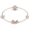 Swarovski Braccialetto Dazzling Swan, Chiusura magnetica, Cigno, Rosa, Placcato color oro rosa
