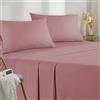 Poligino Lenzuola Una Piazza e Mezza 140x190/200cm - Completo Lenzuola 4 Pezzi in Microfibre - Lenzuolo con Angoli - Lenzuola Sopra - 2 Federa 50x80 - Rosa Scuro
