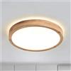 WayLuoung Plafoniera LED In Legno | Ø30cm 3000K 1620Lm 18W | Lampada Soffitto Girare In Legno Naturale Con Luce 360°, Camera Letto Soggiorno Cameretta Dei Bambini Cucina Sala Pranzo (Bianco Caldo)