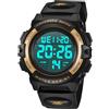 aswan watch Orologio Digitale Bambino con Sveglia, Cronometro, Data, Luce LED-Orologio da polso Ragazzo con Cinturino in Silicone-Blu,S/M