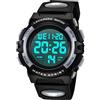 aswan watch Orologio Digitale Bambino con Sveglia, Cronometro, Data, Luce LED-Orologio da polso Ragazzo con Cinturino in Silicone-Blu,S/M